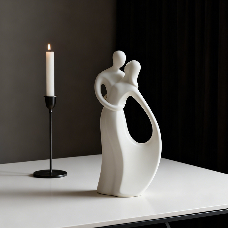 北欧セラミックカップルハグ彫刻現代アートリビングルームキャビ - Resin Art Wedding Gift のレビューと価格