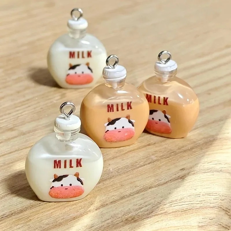 10 個の愛らしい小さな牛のミルクボトル樹脂チャームシミュレ - Resin Art Bottle のレビューと価格