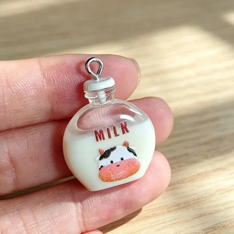 10 個の愛らしい小さな牛のミルクボトル樹脂チャームシミュレ - Resin Art Bottle のレビューと価格