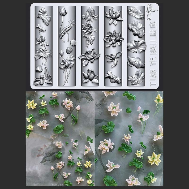 花シリーズ 3D カーブネイルモールド スズラン 蓮の花 D - Resin Art Template のレビューと価格