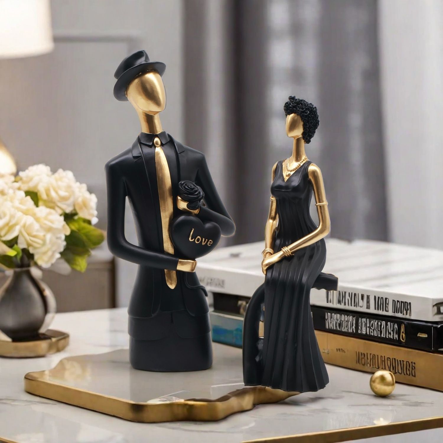 装飾樹脂彫刻 北欧風装飾彫刻 リビングルーム用置物 ホームア - Resin Art Wedding Gift のレビューと価格