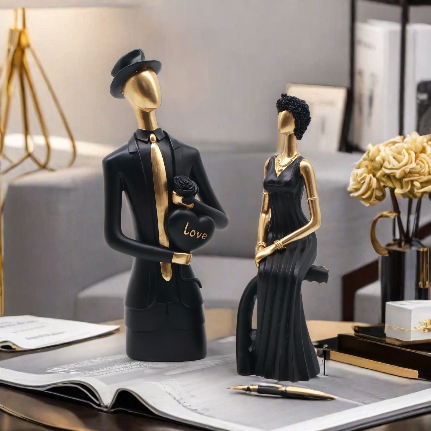 装飾樹脂彫刻 北欧風装飾彫刻 リビングルーム用置物 ホームア - Resin Art Wedding Gift のレビューと価格