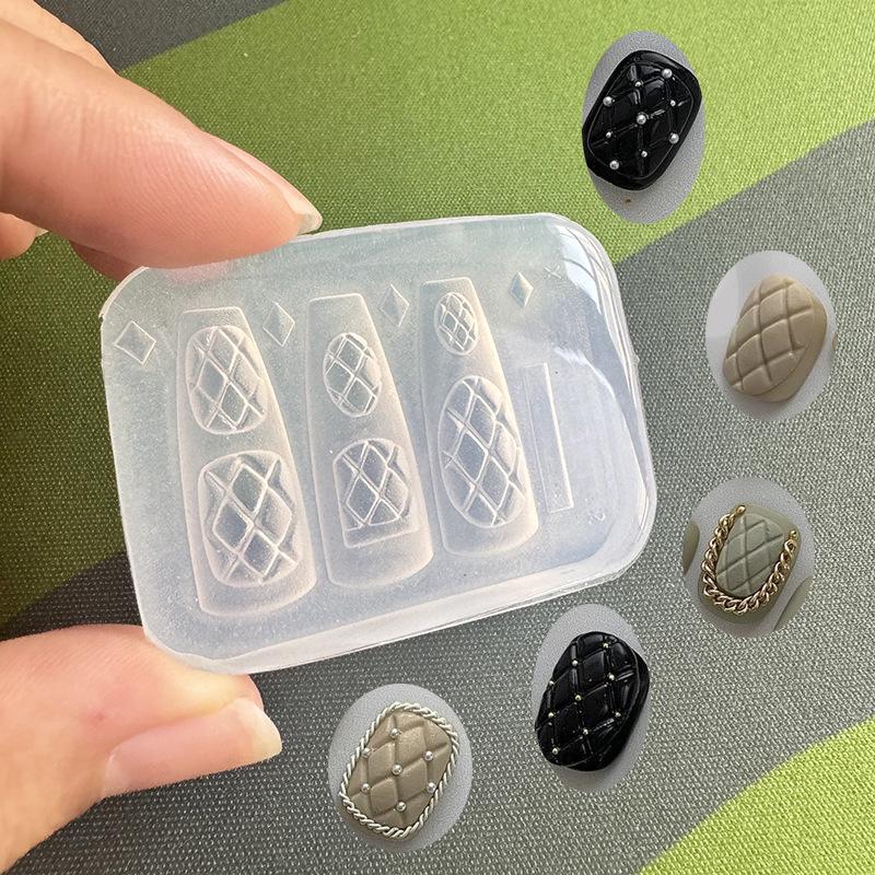 新しいシリコンネイルモールド チェック柄リボンフラワー 再利 - Resin Art Template のレビューと価格