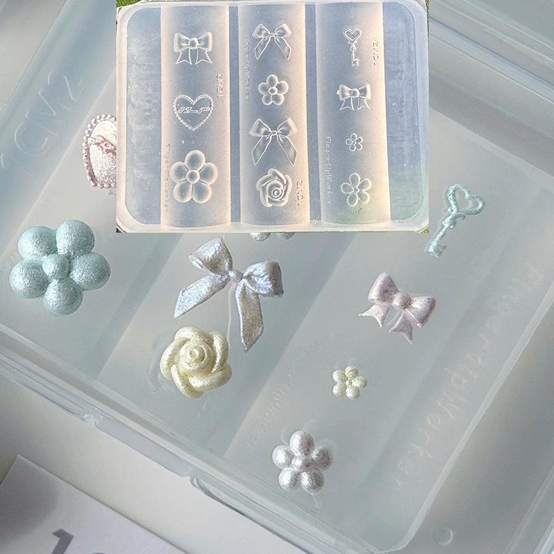 新しいシリコンネイルモールド チェック柄リボンフラワー 再利 - Resin Art Template のレビューと価格