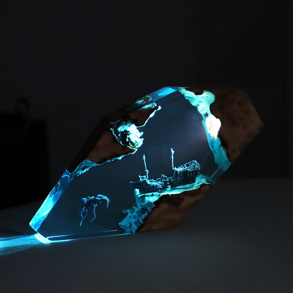 森の妖精鹿デスクトップアート、パーソナライズされた発光オーナ - Resin Art And Decor のレビューと価格