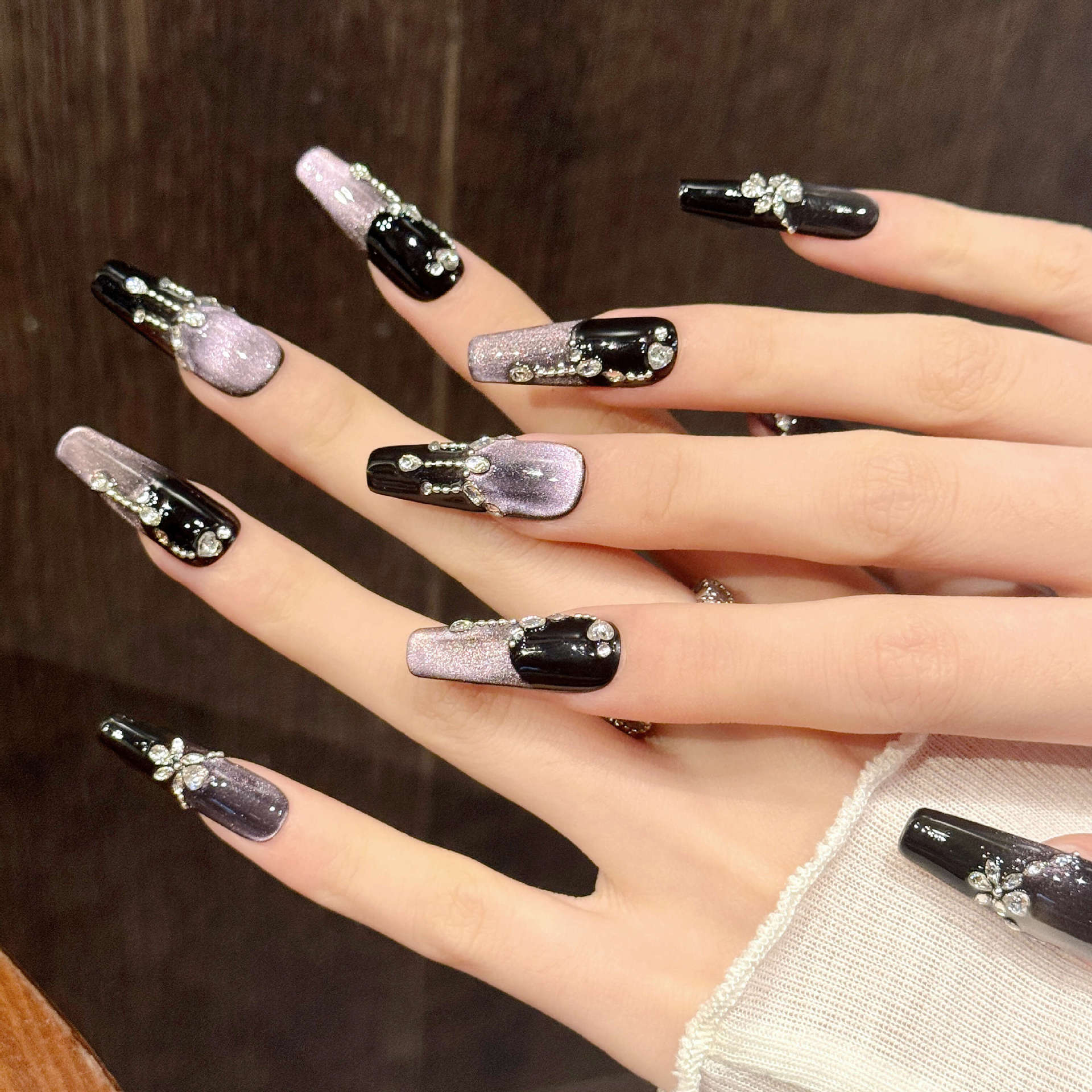 10個入り ブラックパープル フレンチスタイル ハンドメイド - Resin Art Glitter のレビューと価格