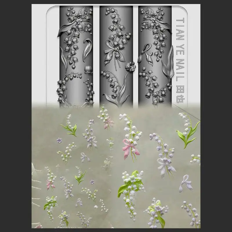 花シリーズ 3D カーブネイルモールド スズラン 蓮の花 D - Resin Art Template のレビューと価格